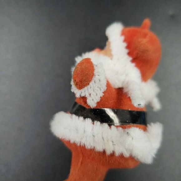 MCM Santa Claus Christmas Kitsch Floral Pick Flocked Vintage Mid Century Modern - Picture 8 of 16